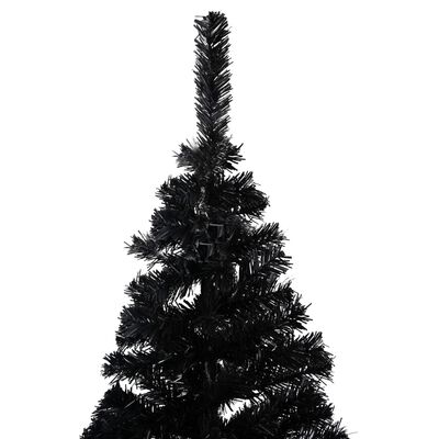 vidaXL Vánoční stromek s LED osvětlením a stojanem černý 150 cm PVC
