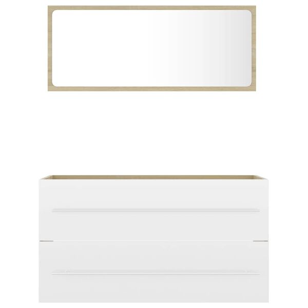 vidaXL 2d&iacute;ln&aacute; koupelnov&aacute; sestava b&iacute;l&aacute; a dub sonoma kompozitn&iacute; dřevo