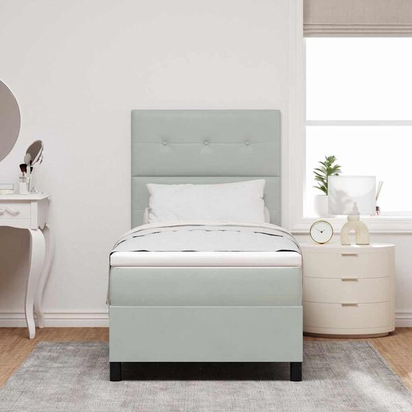 vidaXL Postel s boxspringem s matrac&iacute; Světle &scaron;ed&aacute; 90 x 190 cm samet