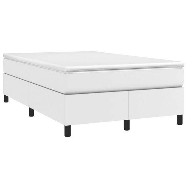 vidaXL Box spring postel s matrac&iacute; b&iacute;l&aacute; 120x190 cm uměl&aacute; kůže