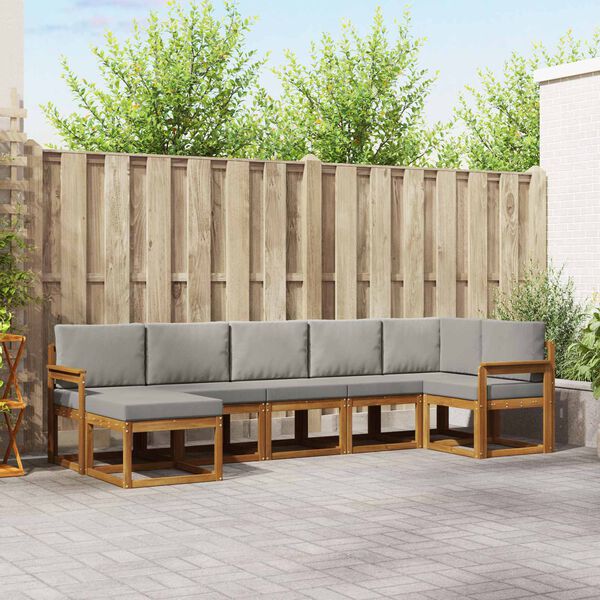 vidaXL Venkovn&iacute; pohovkov&aacute; souprava 7 pcs Př&iacute;rodn&iacute; a světle &scaron;ed&aacute;