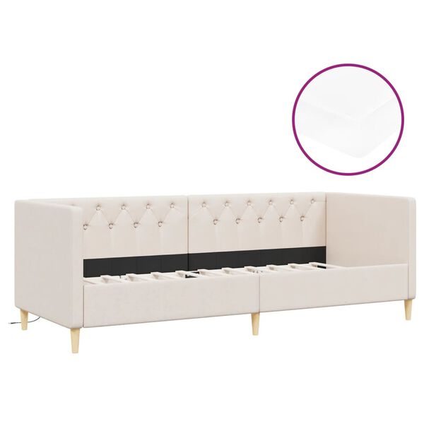 vidaXL V&aacute;lenda s matrac&iacute; a USB kr&eacute;mov&aacute; textil 90 x 200 cm