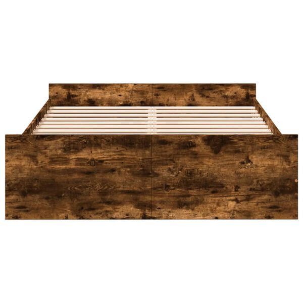 vidaXL R&aacute;m postele se z&aacute;suvkami kouřov&yacute; dub 140 x 190 cm kompozit