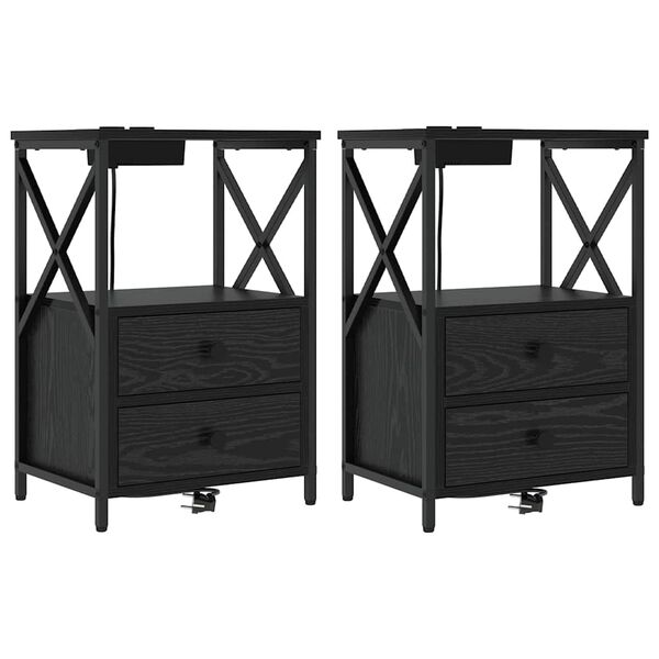 vidaXL Nočn&iacute; skř&iacute;ňka 2 pcs Čern&yacute; dub 40 x 31 x 60 cm kompozitn&iacute; dřevo