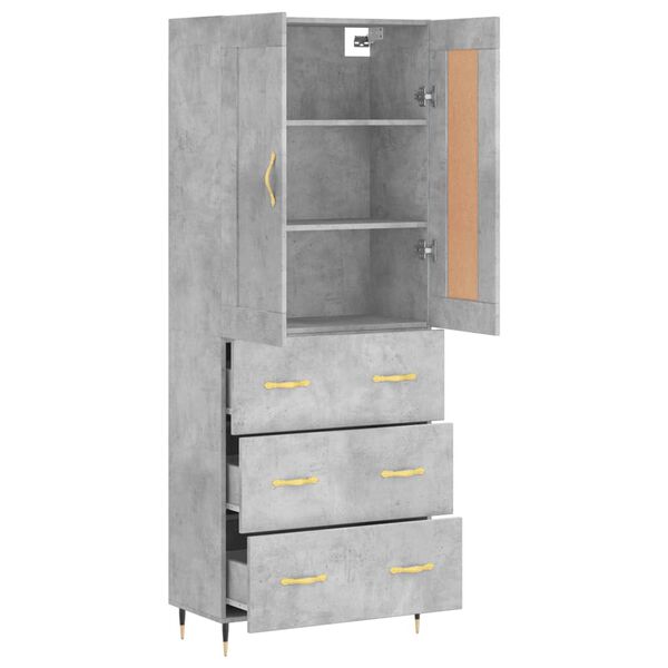 vidaXL Skř&iacute;ň highboard betonově &scaron;ed&aacute; 69,5x34x180 cm kompozitn&iacute; dřevo
