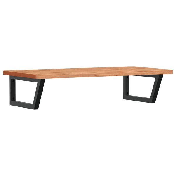 vidaXL Deska pod umyvadlo n&aacute;stěnn&aacute; ocel a masivn&iacute; bukov&eacute; dřevo