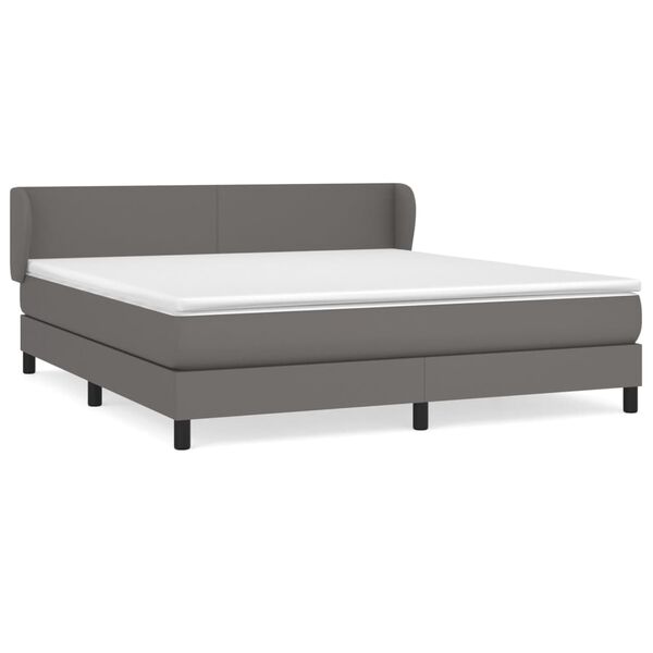 vidaXL Box spring postel s matrac&iacute; &scaron;ed&aacute; 160x200 cm uměl&aacute; kůže