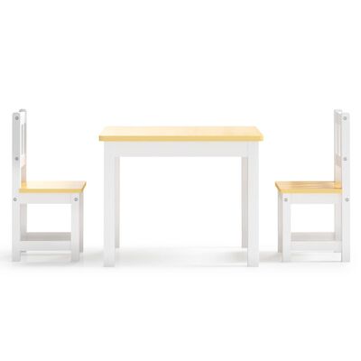 vidaXL 3dílná sada dětského stolu a židlí bílá a béžová MDF