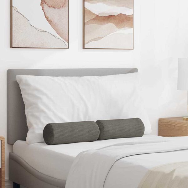 vidaXL Polštáře 2 pcs Světle šedá Ø 15 x 40 cm Žebrovaná látka