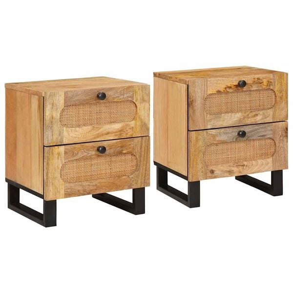 vidaXL Nočn&iacute; skř&iacute;ňka se z&aacute;suvkou 2 pcs Př&iacute;rodn&iacute; 40 x 33 x 46 cm
