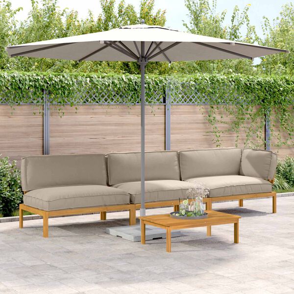 vidaXL Set pohovek s pol&scaron;t&aacute;řem 4 pcs Taupe Masivn&iacute; ak&aacute;tov&eacute; dřevo