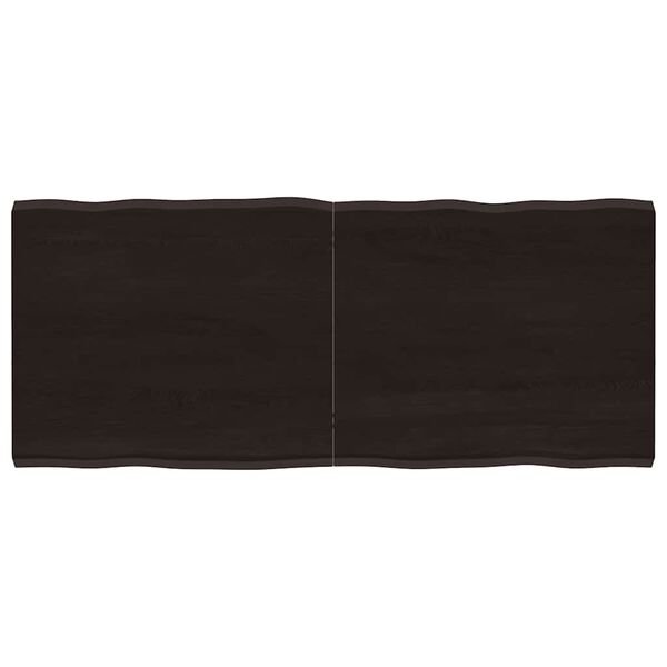 vidaXL Stoln&iacute; deska tmavě hněd&aacute; 140x60x(2-4)cm o&scaron;etřen&yacute; dub živ&aacute; hrana