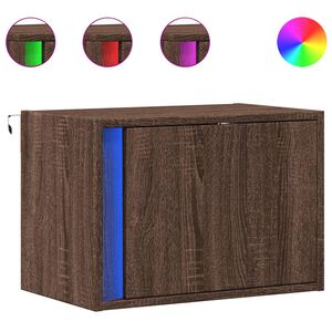 vidaXL N&aacute;stěnn&yacute; nočn&iacute; stolek s LED osvětlen&iacute;m hněd&yacute; dub