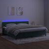 vidaXL Box spring postel s matrac&iacute; a LED tmavě zelen&aacute; 200x200 cm samet