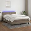 vidaXL Box spring postel s matrac&iacute; a LED taupe 140x200 cm textil
