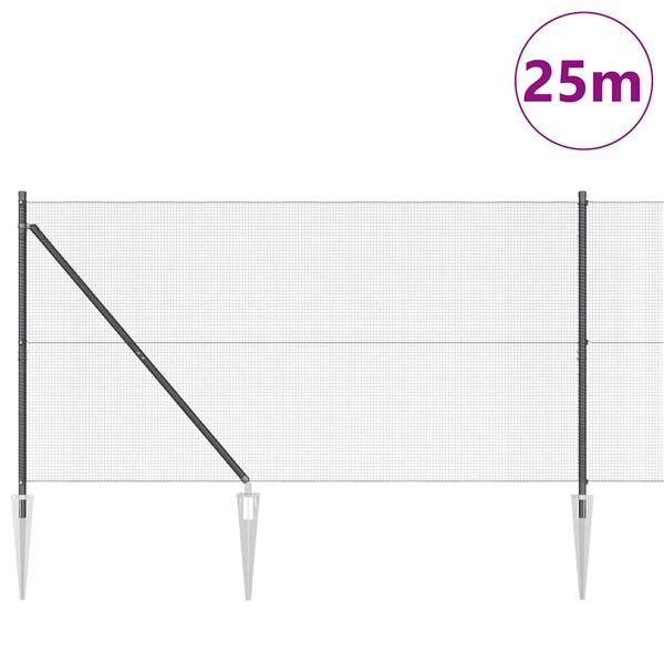 vidaXL Plotov&yacute; sloupek. &Scaron;ed&aacute; 25 x 1,2 m (12 x 12 mm s&iacute;ť) Ocel a PVC