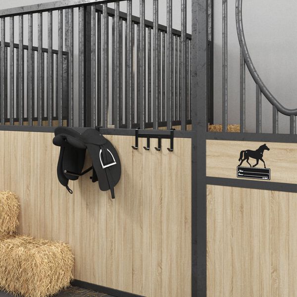 vidaXL Věšák na uzdy se 4 háčky černý ocel