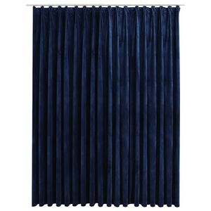 vidaXL Zatemňovac&iacute; z&aacute;věs s h&aacute;čky sametov&yacute; tmavě modr&yacute; 290 x 245 cm