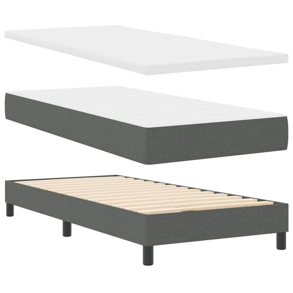 vidaXL Postel boxspring s matrac&iacute; s matrac&iacute; Tmavě &scaron;ed&aacute; 90 x 200 cm