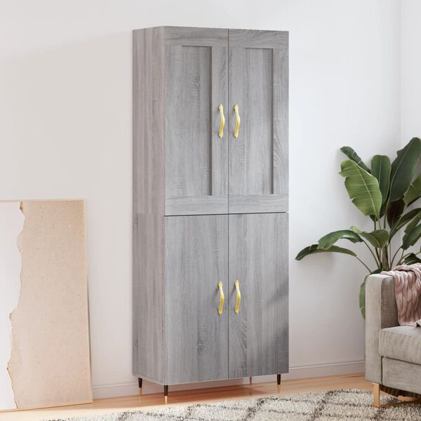 vidaXL Skř&iacute;ň highboard &scaron;ed&aacute; sonoma 69,5 x 34 x 180 cm kompozitn&iacute; dřevo