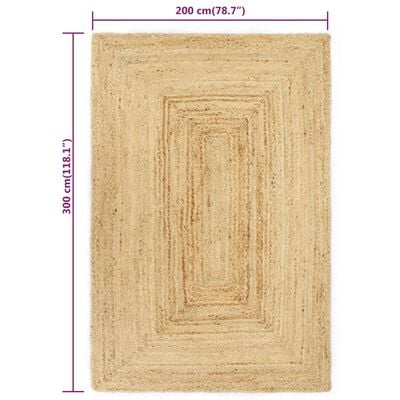 vidaXL Ručně vyrobený koberec juta 200 x 300 cm