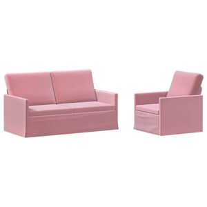 vidaXL Set pohovek 2 pcs Růžov&aacute; Samet