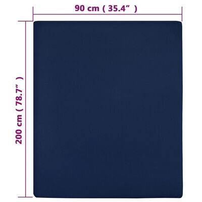vidaXL Jersey prostěradlo námořnická modř 90 x 200 cm bavlna