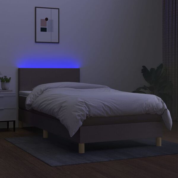 vidaXL Box spring postel s matrac&iacute; a LED taupe 100x200 cm textil
