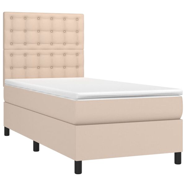 vidaXL Box spring postel s matrac&iacute; cappuccino 90x200 cm uměl&aacute; kůže