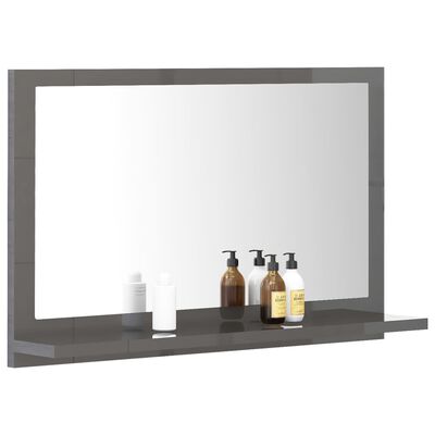 vidaXL Koupelnové zrcadlo šedé vysoký lesk 60x10,5x37 cm dřevotříska