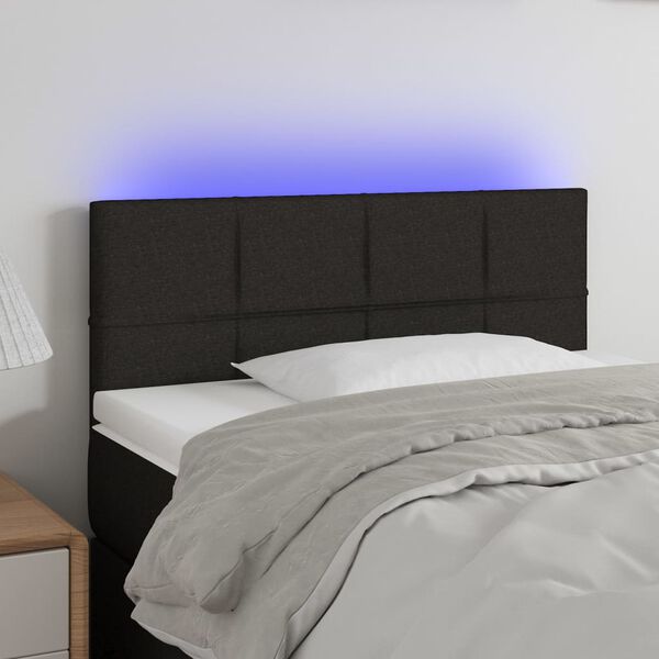 vidaXL Čelo postele s LED čern&eacute; 80 x 5 x 78/88 cm textil
