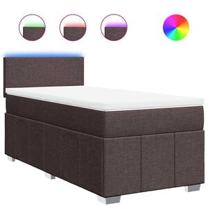 vidaXL Box spring postel s matrac&iacute; tmavě hněd&aacute; 90x200 cm textil