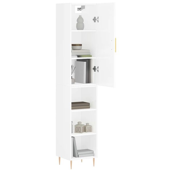 vidaXL Skř&iacute;ň highboard b&iacute;l&aacute; s vysok&yacute;m leskem 34,5x34x180 cm kompozit