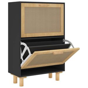 vidaXL Botn&iacute;k čern&yacute; 52 x 25 x 80 cm kompozitn&iacute; dřevo a př&iacute;rodn&iacute; ratan
