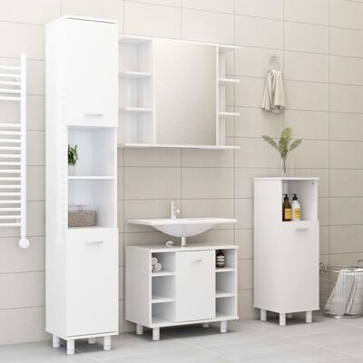 vidaXL Koupelnová skříňka bílá vysoký lesk 30x30x179 cm dřevotříska