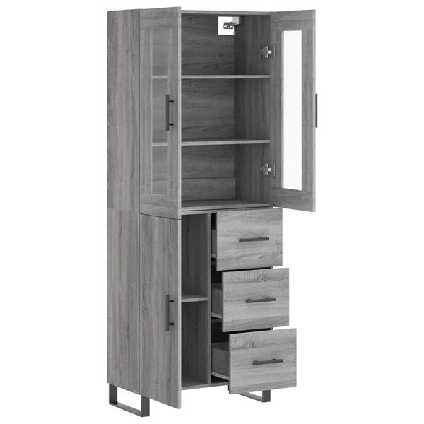 vidaXL Skř&iacute;ň highboard &scaron;ed&aacute; sonoma 69,5 x 34 x 180 cm kompozitn&iacute; dřevo