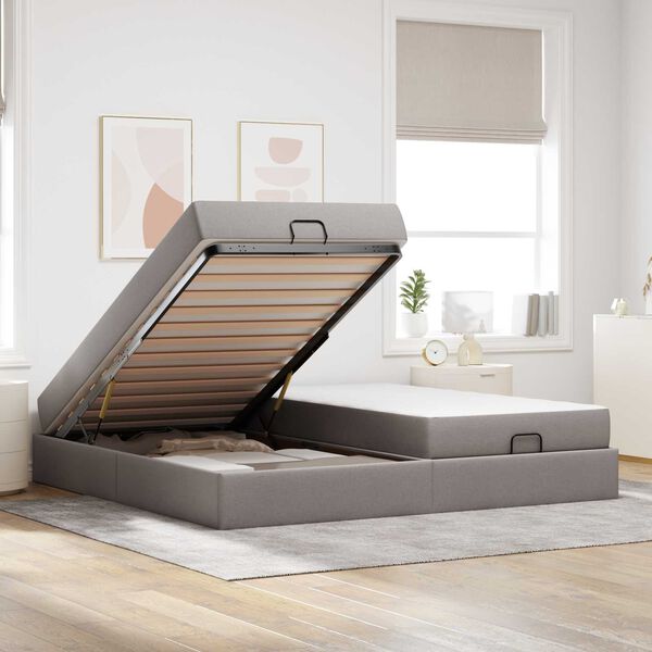 vidaXL R&aacute;m postele s matrac&iacute; s matrac&iacute; 2 pcs Taupe textil