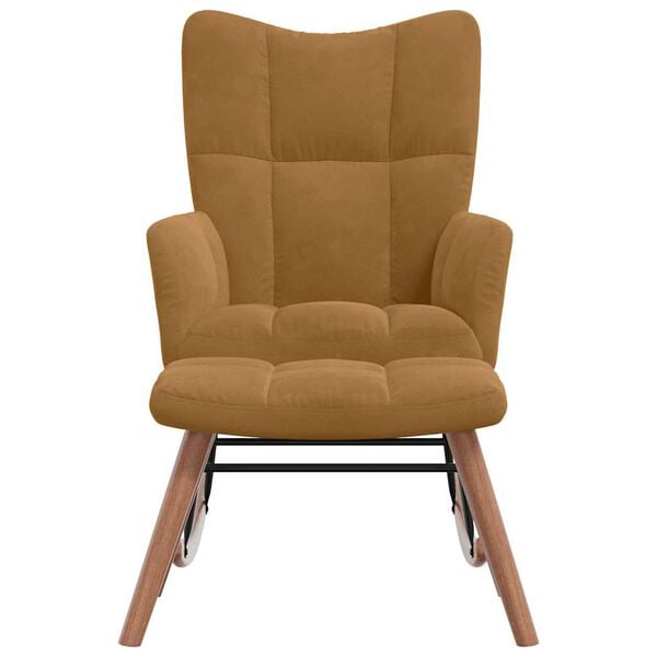 vidaXL Houpac&iacute; křeslo s stoličkou hněd&eacute; sametov&eacute;