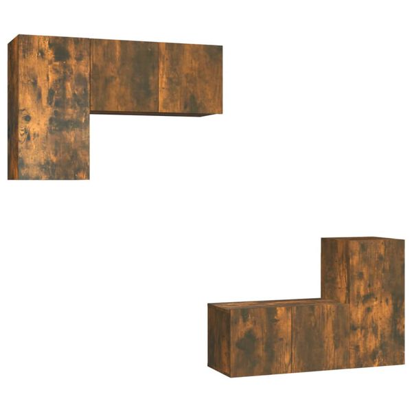 vidaXL 4dílný set TV skříněk kouřový dub kompozitní dřevo