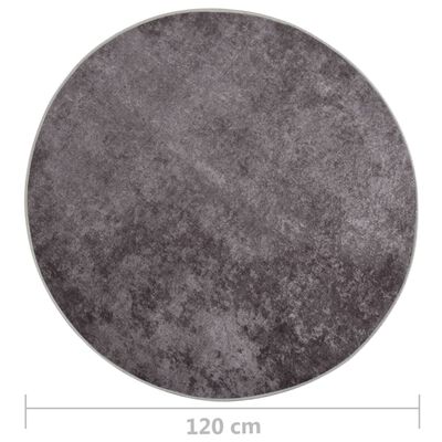 vidaXL Koberec pratelný ⌀ 120 cm šedý protiskluzový