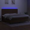 vidaXL Box spring postel s matrac&iacute; a LED tmavě hněd&aacute; 200x200 cm textil