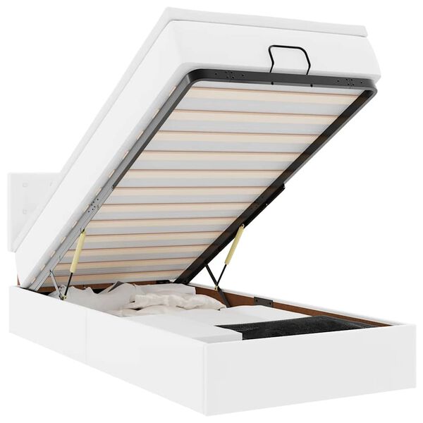 vidaXL Osmansk&yacute; postel s matrac&iacute; b&iacute;l&yacute; 80x200cm uměl&aacute; kůže