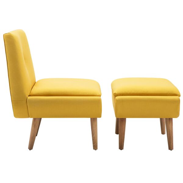vidaXL Křeslo s podnožkou žlut&eacute; textil