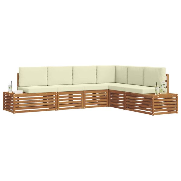 vidaXL Venkovn&iacute; pohovkov&aacute; souprava 6 Kus Přirozen&aacute; a Kr&eacute;mov&aacute;