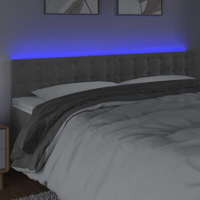 vidaXL Čelo postele s LED světle šedé 160x5x78/88 cm samet