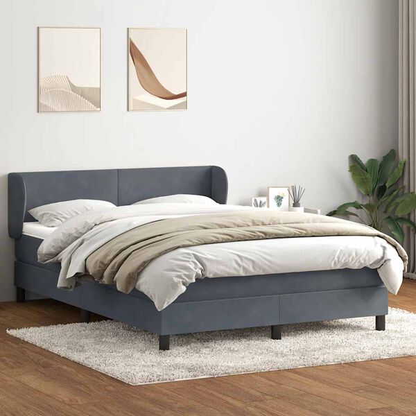 vidaXL Box spring postel s matrac&iacute; tmavě &scaron;ed&aacute; 140x220 cm samet