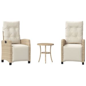 vidaXL 3d&iacute;ln&yacute; bistro set s podu&scaron;kami b&eacute;žov&yacute; polyratan