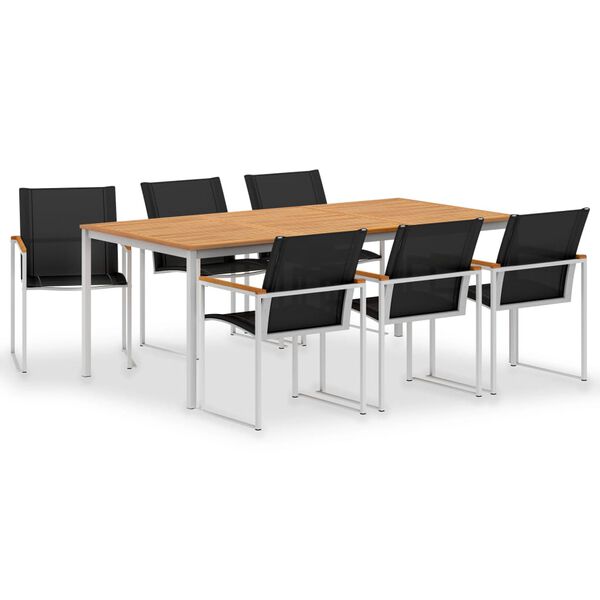 vidaXL 7d&iacute;ln&yacute; zahradn&iacute; j&iacute;deln&iacute; set masivn&iacute; teak a nerezov&aacute; ocel