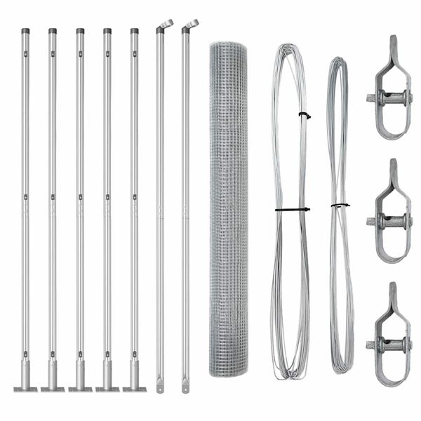 vidaXL Plotov&yacute; sloupek. Stř&iacute;brn&aacute; 10 x 1 m (s&iacute;ť 19 x 19 mm) Ocel