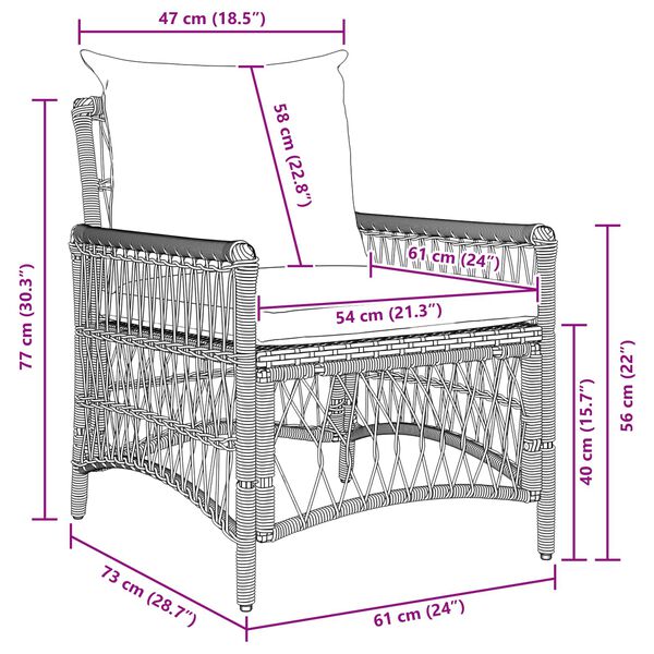 vidaXL Zahradn&iacute; křeslo s pol&scaron;t&aacute;řem B&eacute;žov&aacute; 73 x 61 x 77 cm polyratan